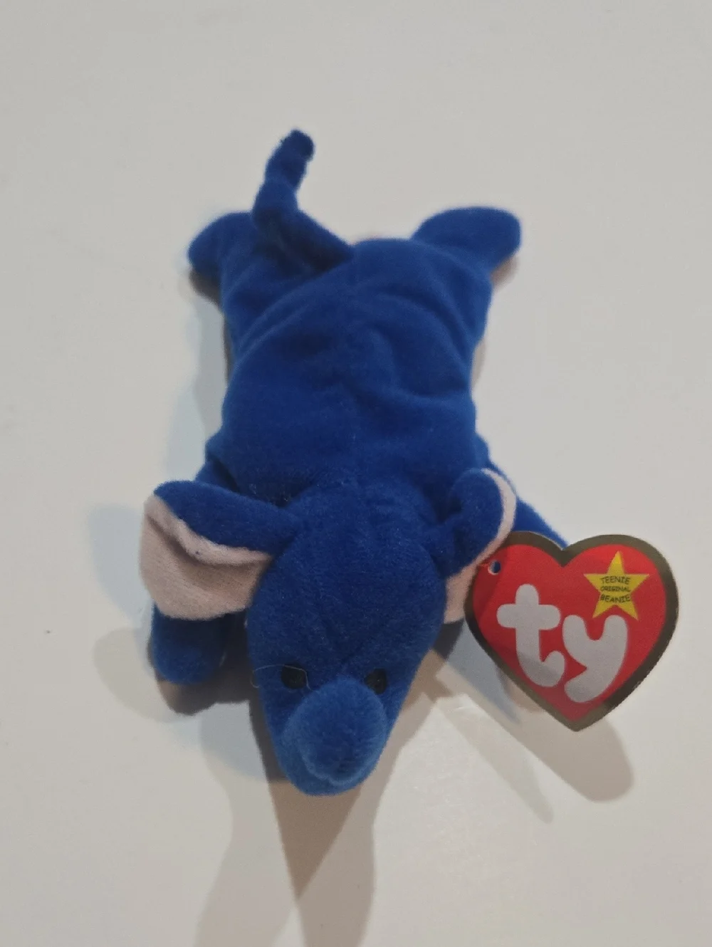 Peanut The Royal Blue Elephant Ty Blue Elephant Plush with Pink Inner Ears